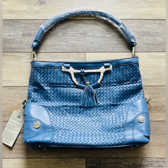 Joy Mangano Bags Nwt Joy Mangano Woven Leather Double Decker Bag Clutchpocket Watch